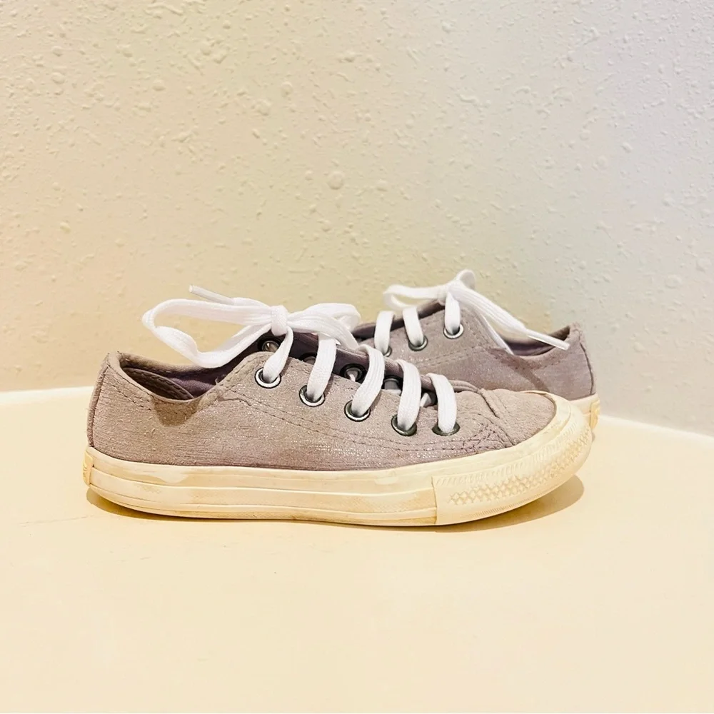 Converse Kids Custom Rare Unisex Low Top Lilac Leather Sneakers 11